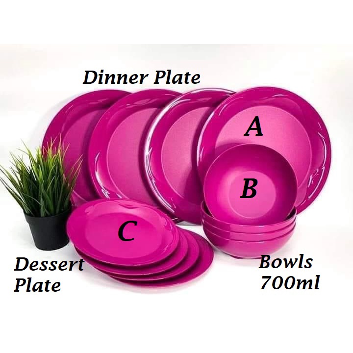 *4pcs/12pcs*Tupperware Camellia Collection Dining Serveware Set / Dining Plates / Bowls 700ml / Dessert Plate