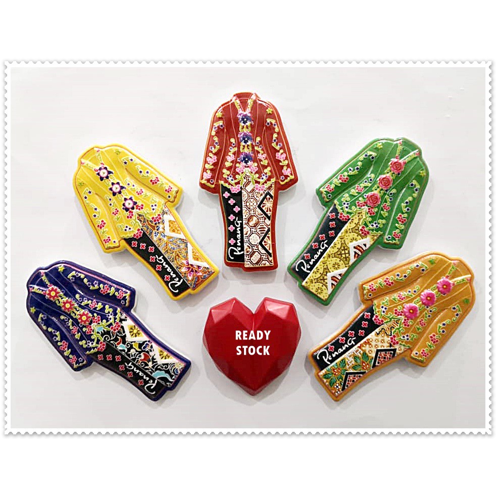[B47] Penang Baju Kebaya Fridge Magnet ~ 5 Colours / Souviner / Gifts / Handcraft