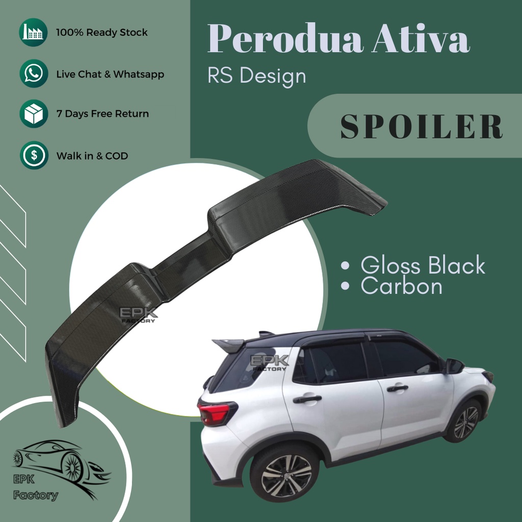 Perodua Ativa RS Spoiler Rear Spoiler Gloss Black Carbon | Shopee Malaysia