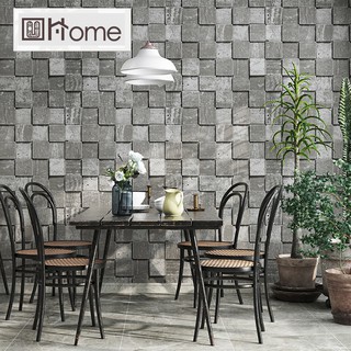 53cm * 10m wallpaper kertas dinding Non-self-adhesive 3D tiga dimensi retro industri gaya jubin ...