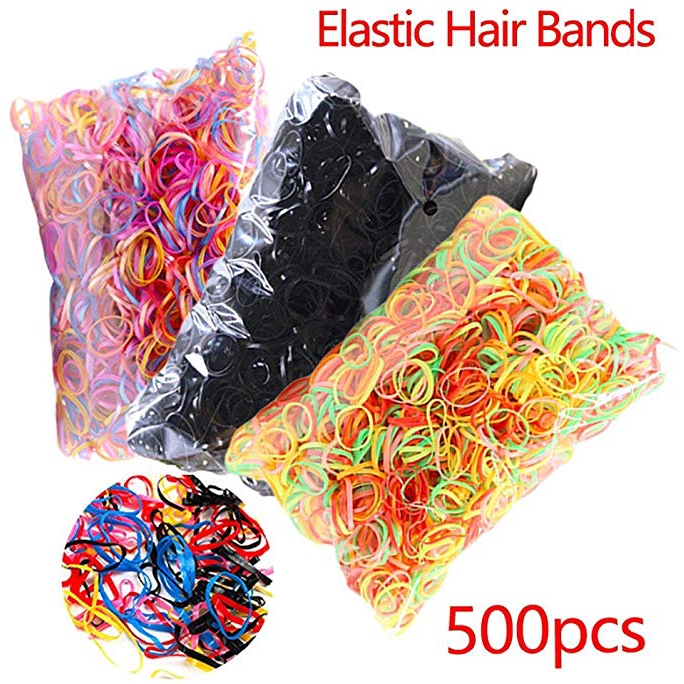 Hair Braiding Hair Bands Poly Rubber Neon Or Black/White In A Clear