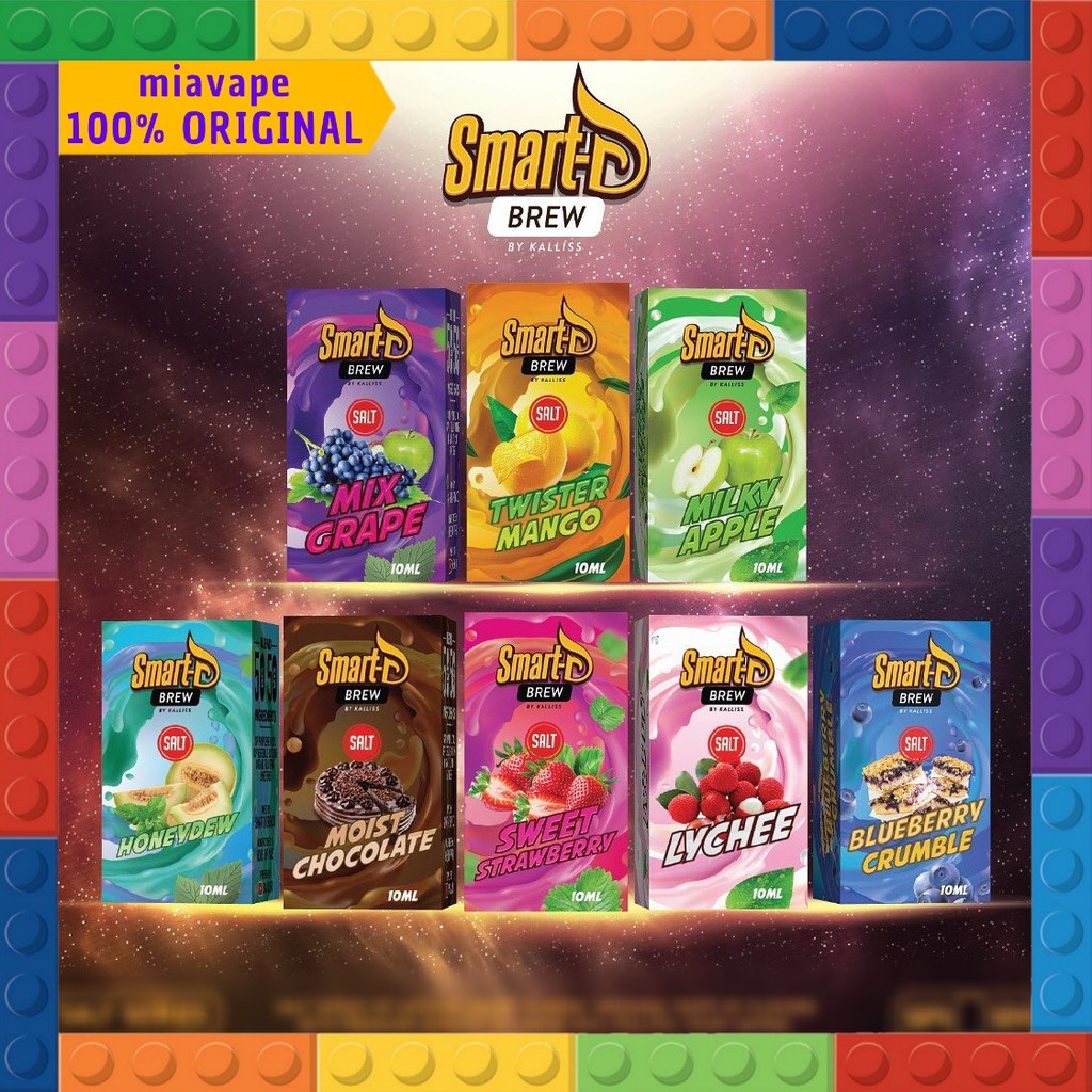 Ready Stock Smart D Brew Salt Fruity Creamy Series Moist Chocolate Lychee Honeydew Mix Grape Milky Apple 10ml