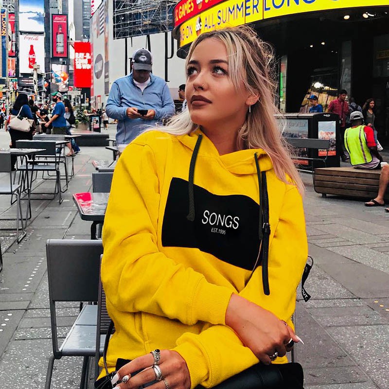 yellow oversized hoodie women's