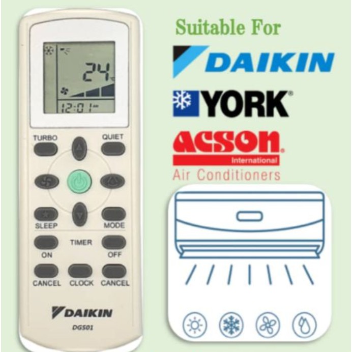 Universal Aircond Remote Control For York Daikin Acson Shopee Malaysia