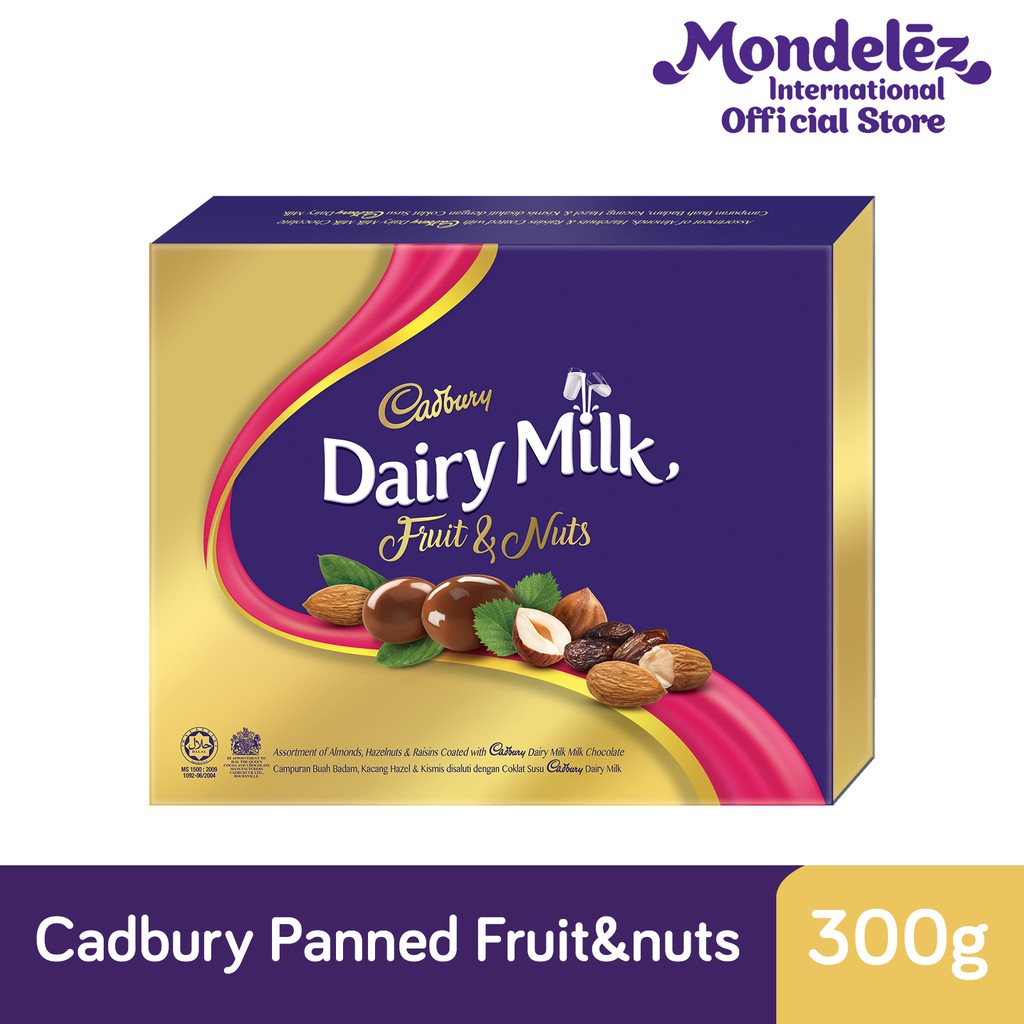 Cadbury Dairy Milk Panned Box Fruits Nuts 300g Shopee Malaysia