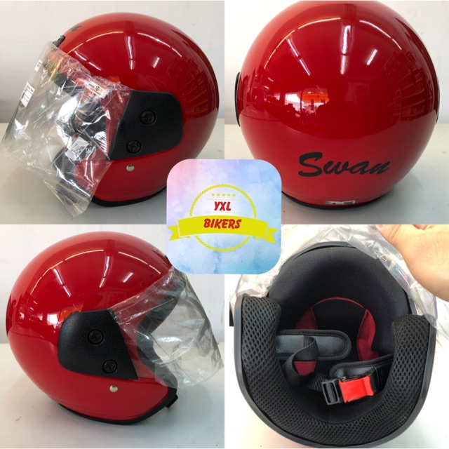 Swan Helmet With Visor RED Motorcycle Safety Helmets Sirim Malaysia LTD