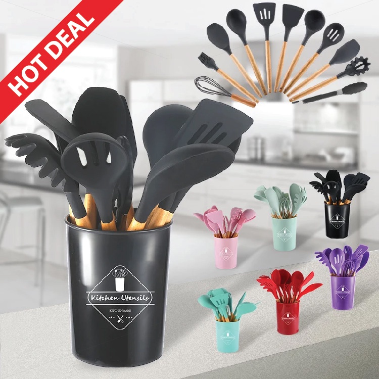 [Senduk Viral] Silicone Kitchen Cooking Utensil Set Non-Stick Heat Resistance / Set Peralatan Dapur