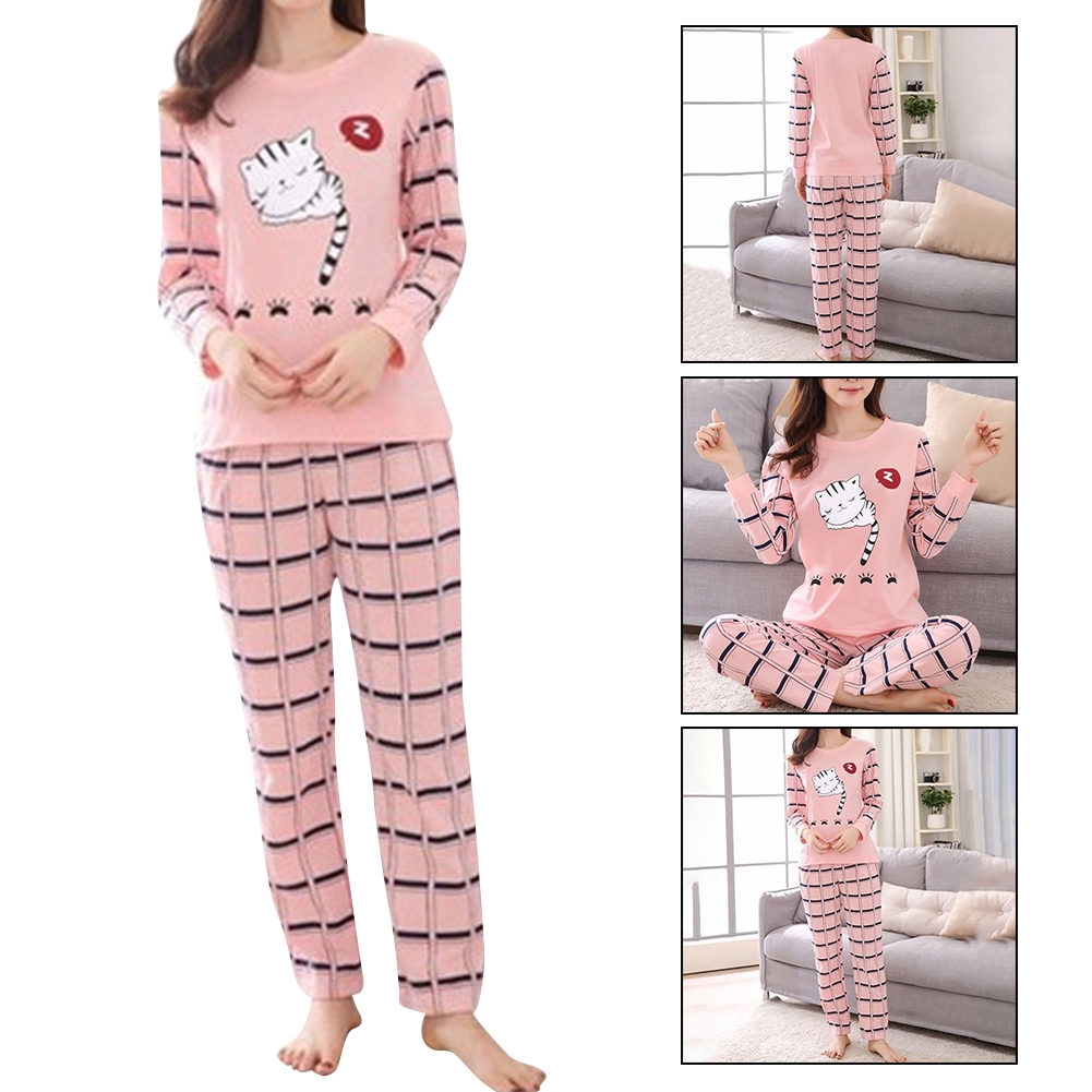 Thin Cartoon Print Cute Loose Sleepwear Girl Pijamas Mujer Leisure Nightgown Shopee Malaysia