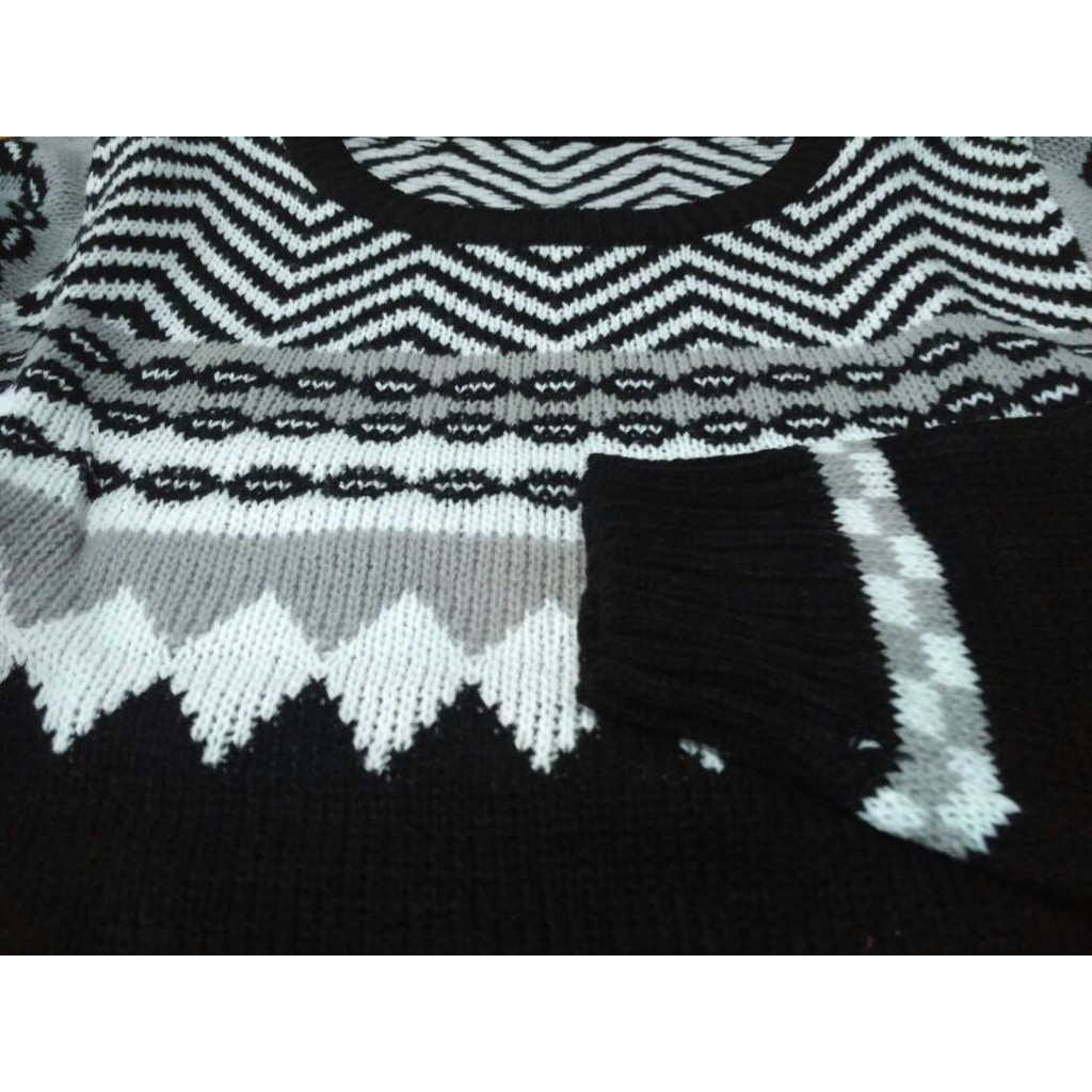 Black Boy Zig Zag Sweater Knit Cotton Shopee Malaysia - knit bat roblox