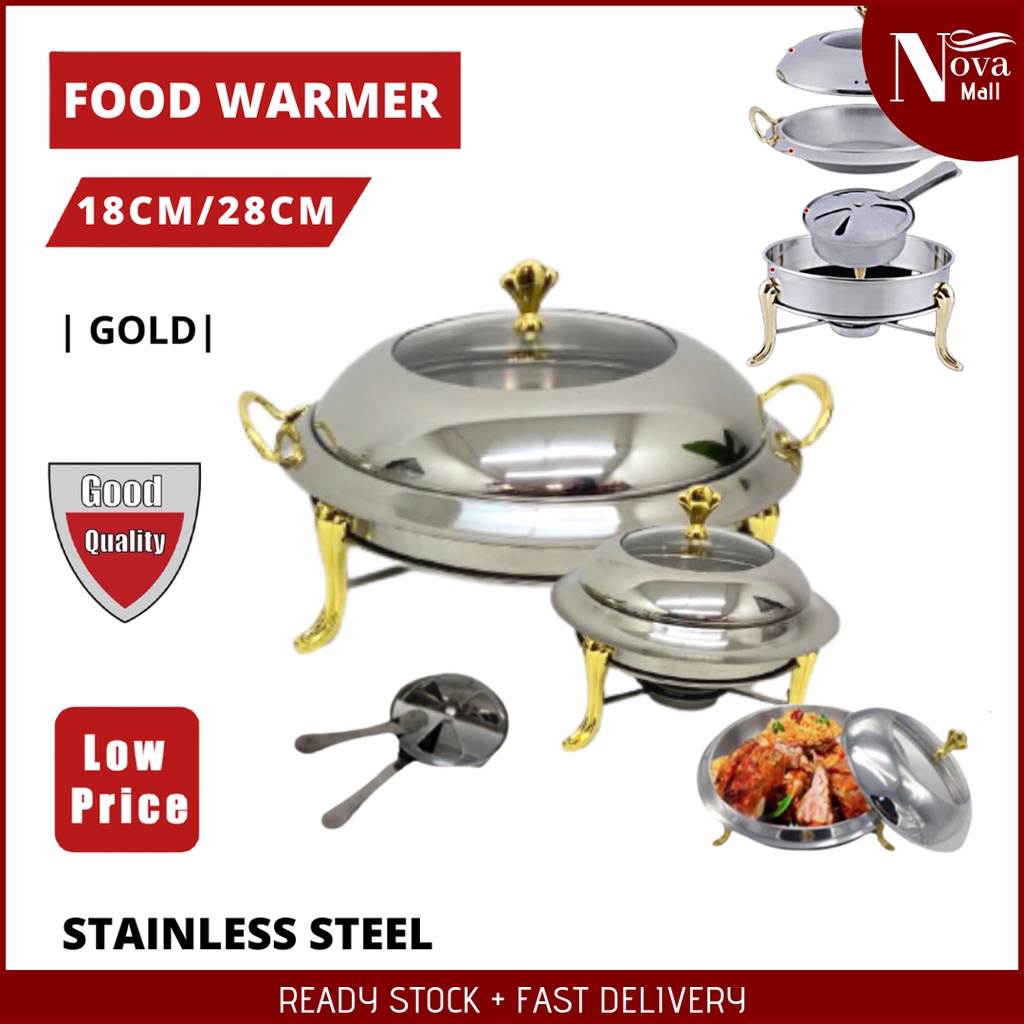 Gold Food Warmer Buffet Stainless Steel Catering Foods Hotel Banquet Wedding Ceremony Events Raya Kenduri Kahwin Periuk