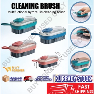 Household Automatic Liquid Adding Laundry Brush Convenient Hydraulic Plastic Cleaning Brush for Kitchen and Bathroom