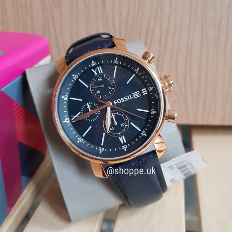 rhett chronograph navy leather watch