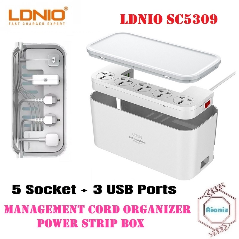 【ORIGINAL】 LDNIO SC5309 Extension Cord Organizer Power Strip Box with 5