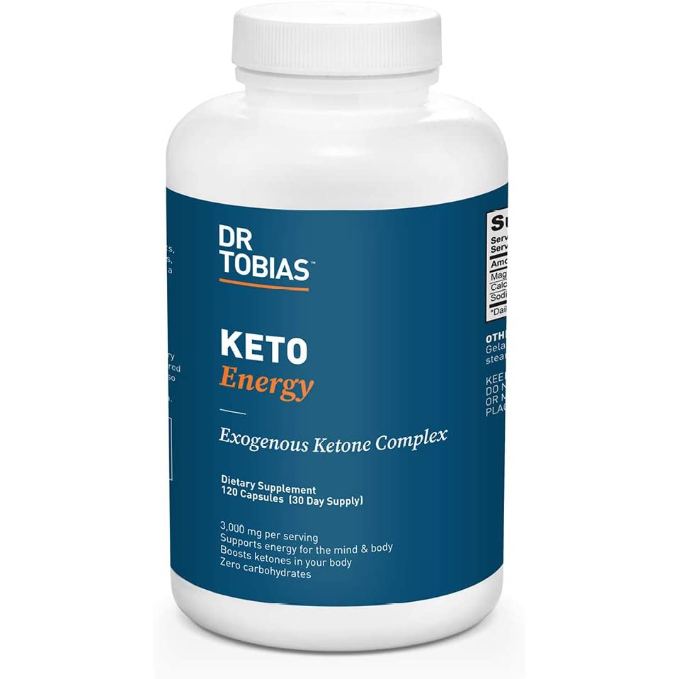 Dr. Tobias Keto Energy Supplement, 3,000 mg Exogenous Ketone Complex, 120 Capsules