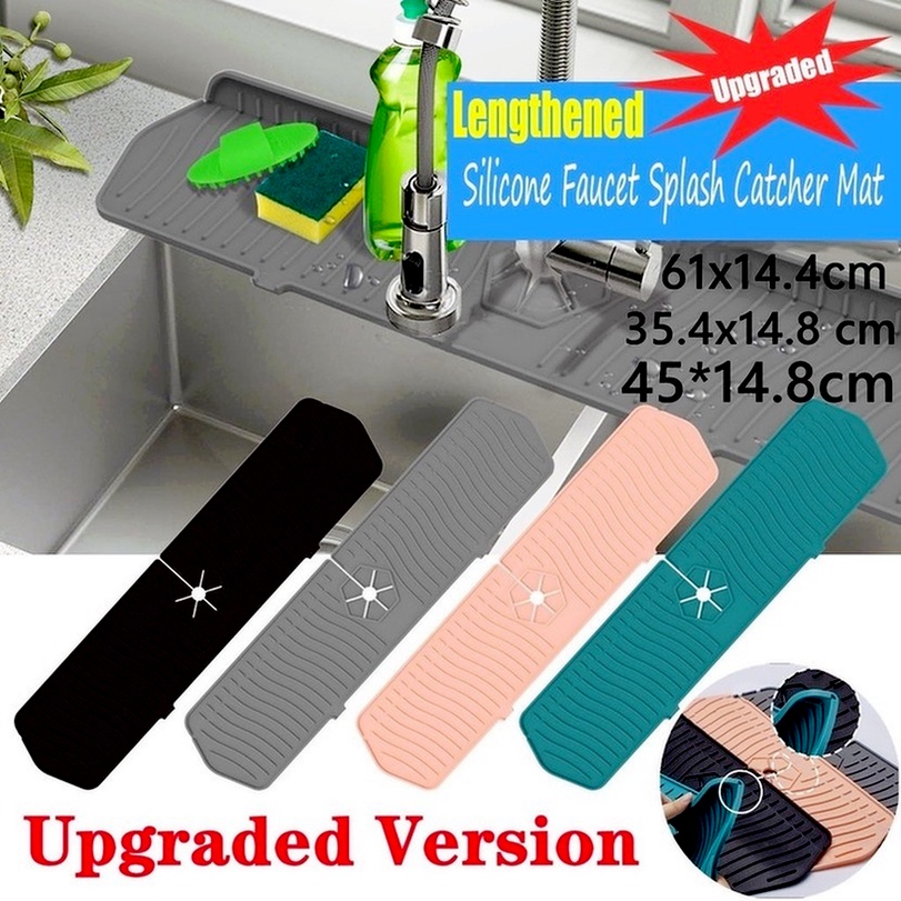 61cm lengthened Kitchen Faucet Sink Splash Guard Silicone Water Catcher Mat for Kitchen Bathroom