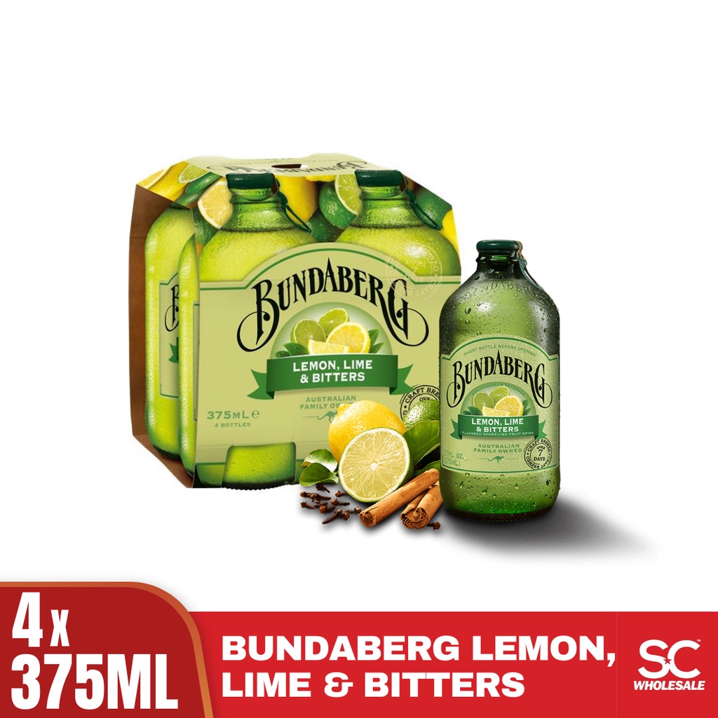 Bundaberg Lemon Lime & Bitters Brewed Drink 375ml x 4 Bottles [ Non