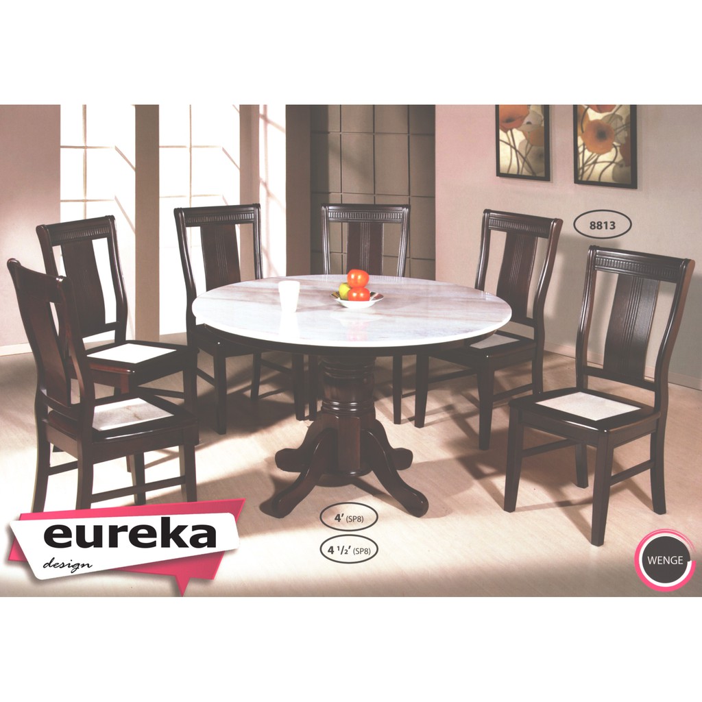 Eureka 8813 4 5ft Round Marble Dining Set Meja Makan Bulat Gred A Deliver Installation Klang Valley Shopee Malaysia