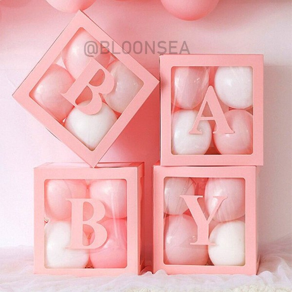 Baby/Love Boxes With Letter Transparent Surprise Box Blocks Shower ...