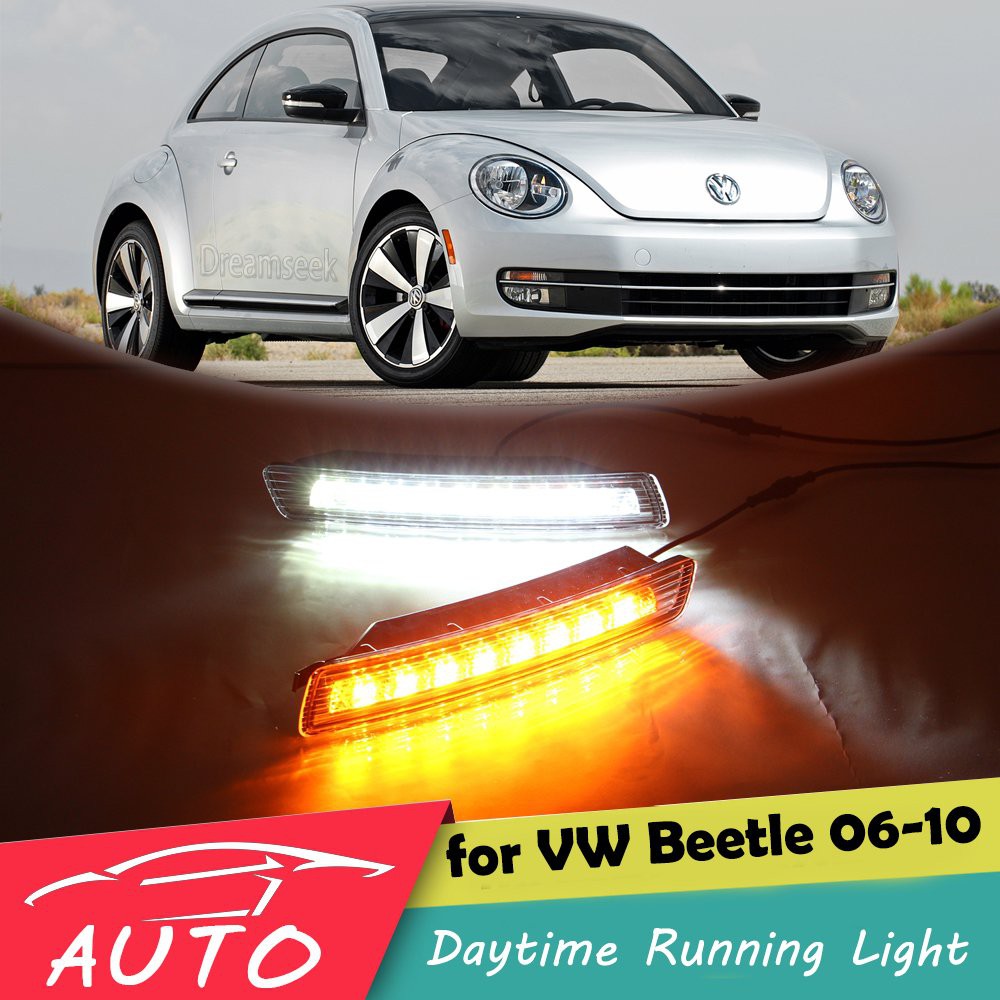 Smoke Lens w/Amber LED DRL Daytime Runing Light Turn Signal For 06-10 Beetle VW