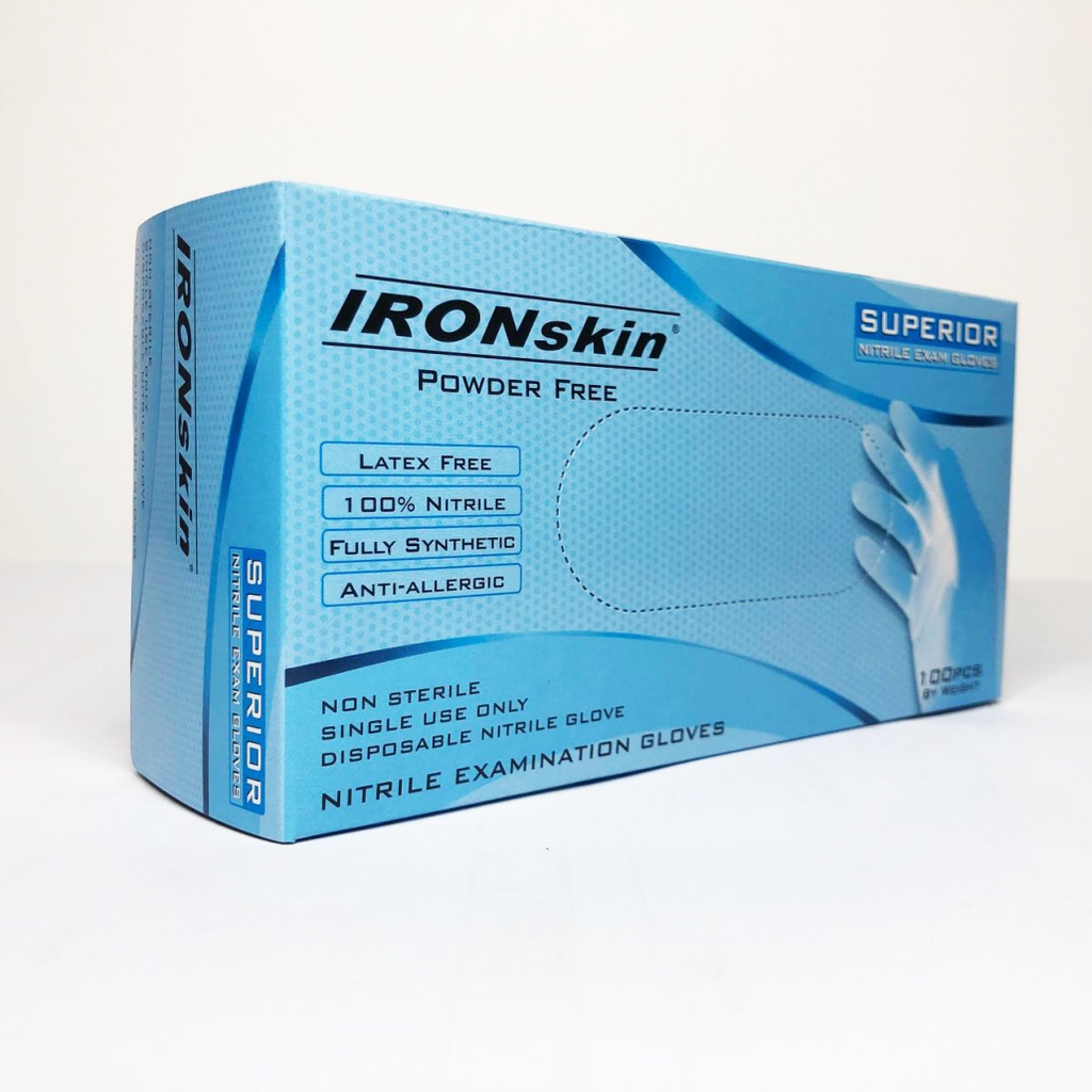 IRONskin Powder Free Nitrile Examination Glove Blue 100 Pcs/ Box Malaysia Products Shopee