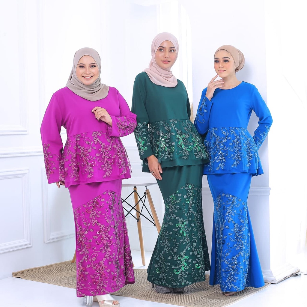 Ready Stock Baju Kurung Plus Size Berfesyen Cotton Stretcable Baju Raya Cantik Baju Raya High Quality