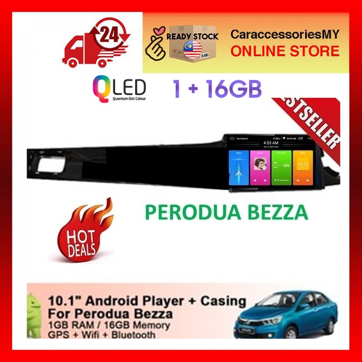 Perodua Bezza 10 inch Android Player HD Wifi GPS 1GB RAM 16GB Memory 1+16gb car android player