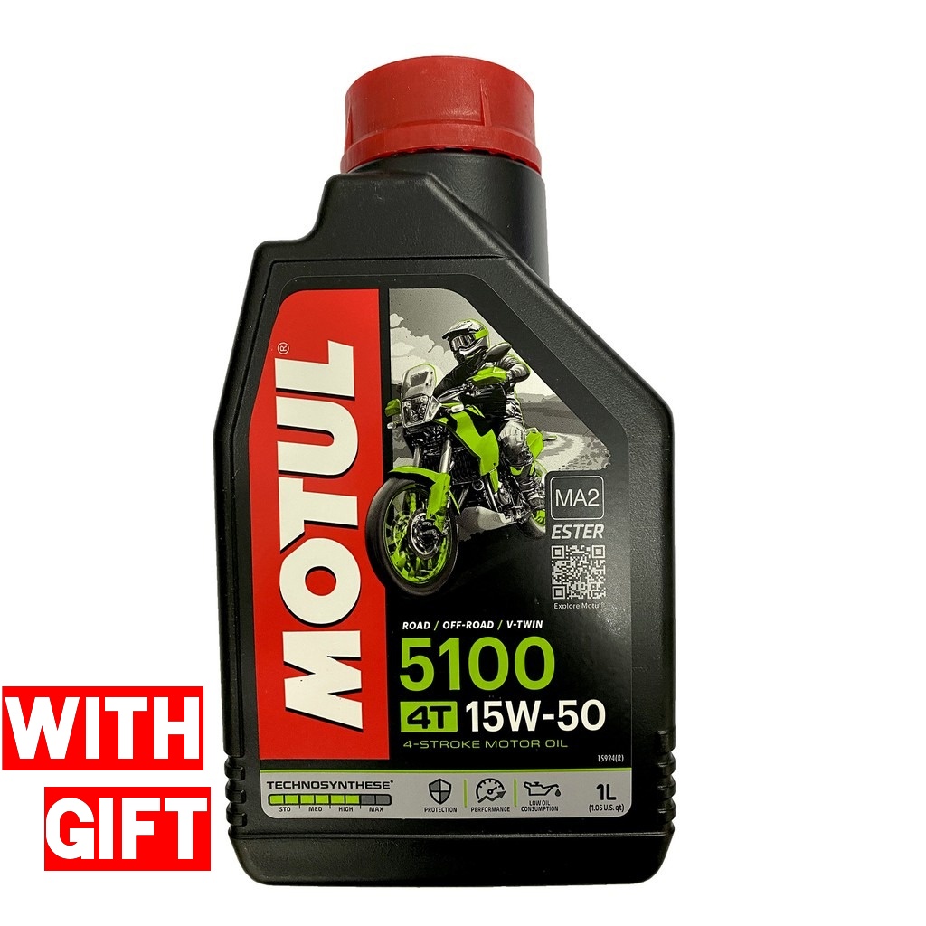 Motul 5100 4T 15W50 Semi Synthetic Ester Motorcycle Engine Oil （Gift