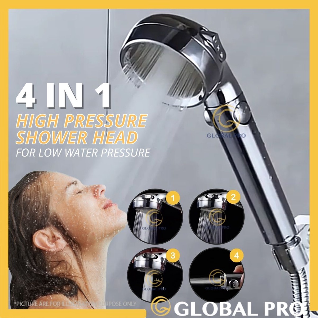 4IN1 High Pressure Shower Head for Low Water Pressure Handheld Bidet ...