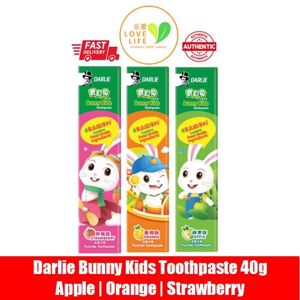Darlie Bunny Kids - Strawberry | Orange | Apple Flavour Toothpaste 40g ...