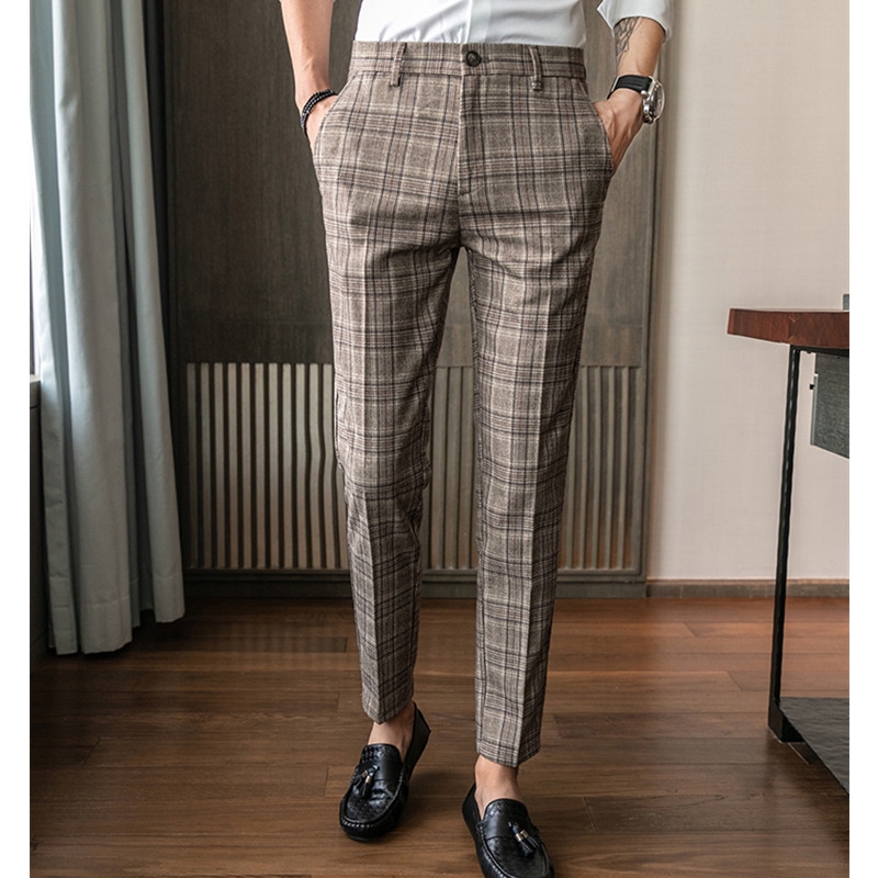 mens checkered slacks