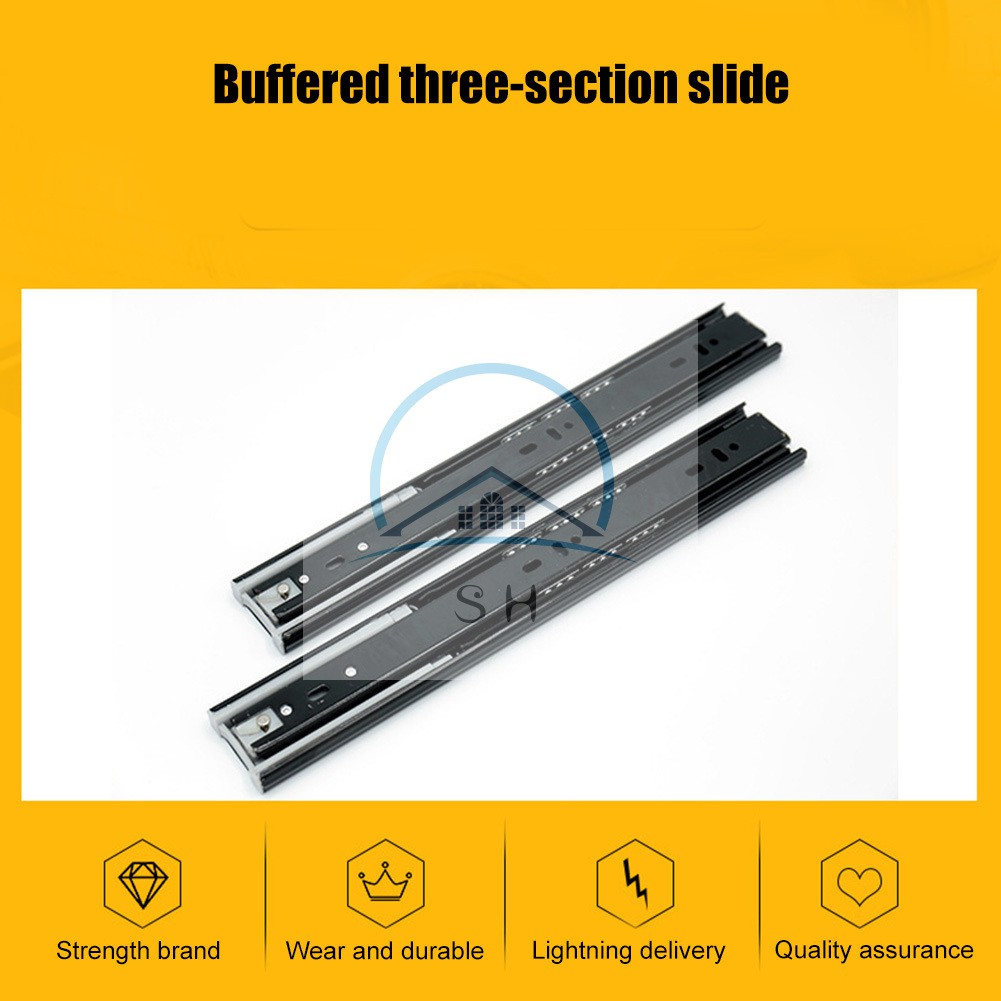 2 Pcs Ball Bearing Side Mount Drawer Slides Mute Soft Close Rail