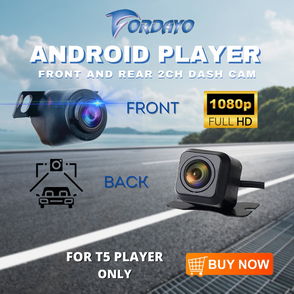 T5 car android player dvr dashcam front and rear 1080 FHD parking camera camcorders