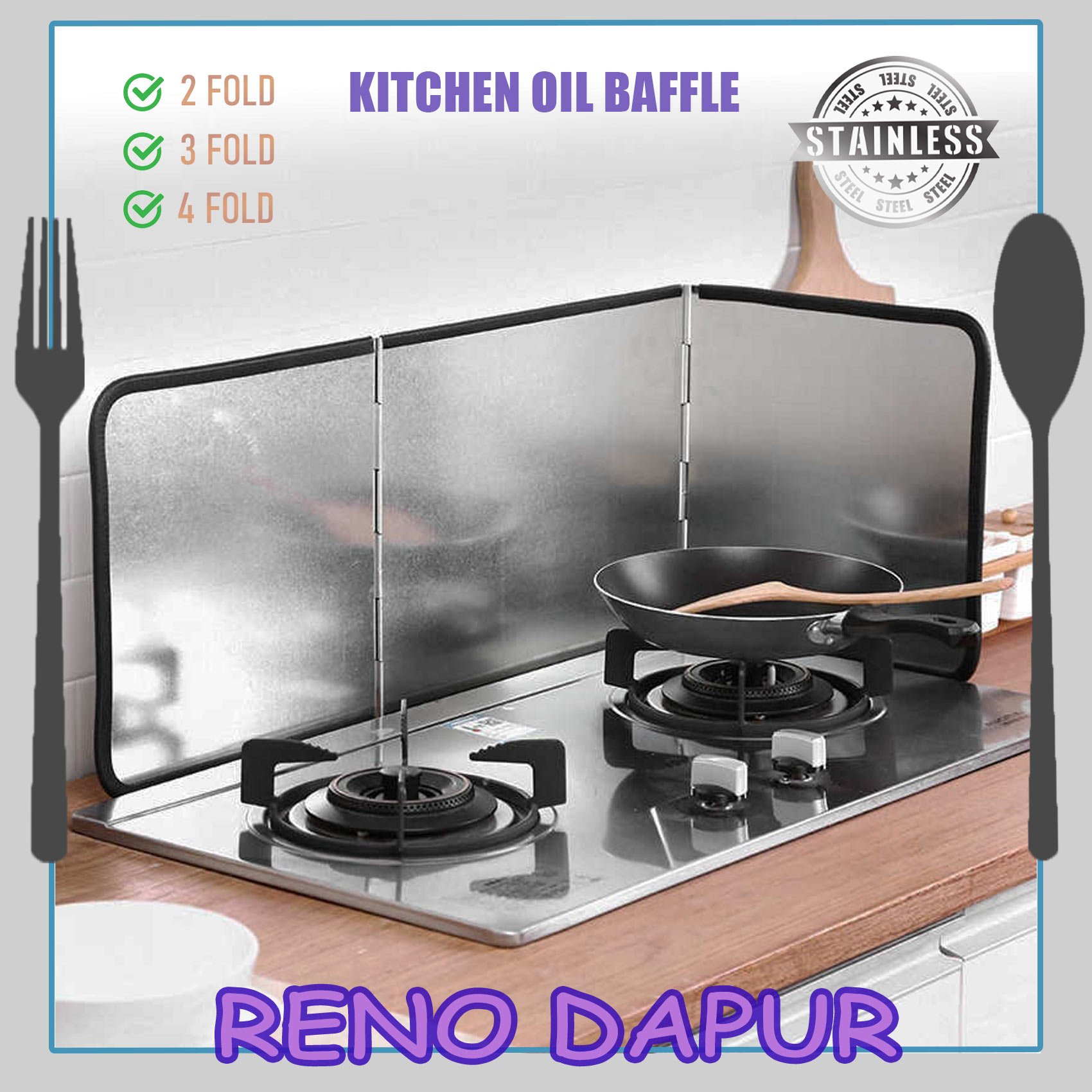 RENODAPUR KITCHEN STAINLESS STEEL OIL BAFFLE Foldable Kitchen Oil