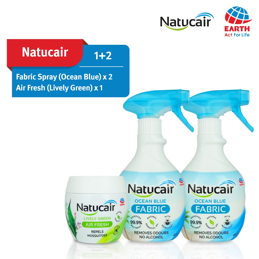 Natucair Ocean Blue Fabric Spray Freshener 400ml x2 & Mosquito