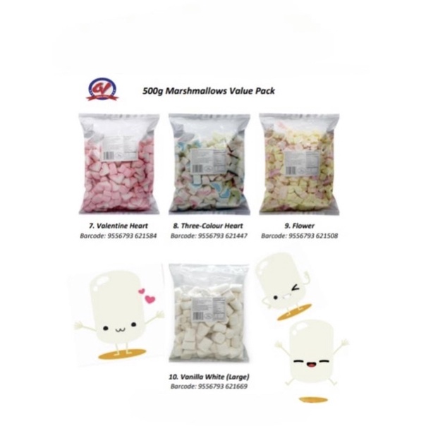 Halal Soft Sweet 500g +/ Marshmallow Assorted Design Shopee Malaysia