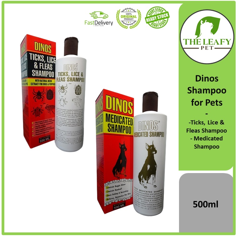 Dinos Shampoo for Cat & Dogs Ticks , Lice & Fleas Shampoo / Medicated