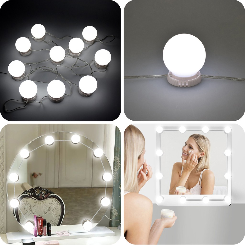 Vanity Mirror Lights Led Makeup Vanity Light Kit With 10 Cosmetic Dressing Bulbs Shopee Malaysia