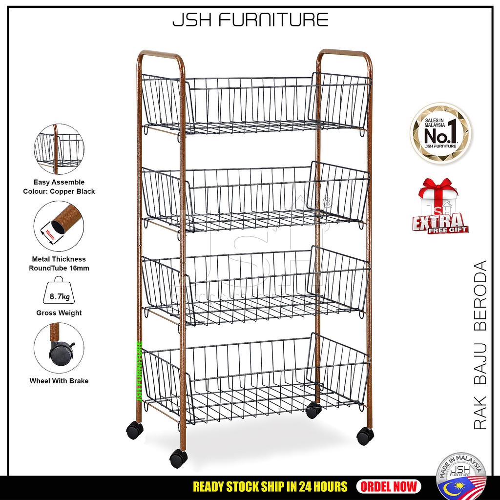 4 Layer Multi Purpose Rack by JSH R6 - Rak Baju Besar / Rak Serbaguna ...