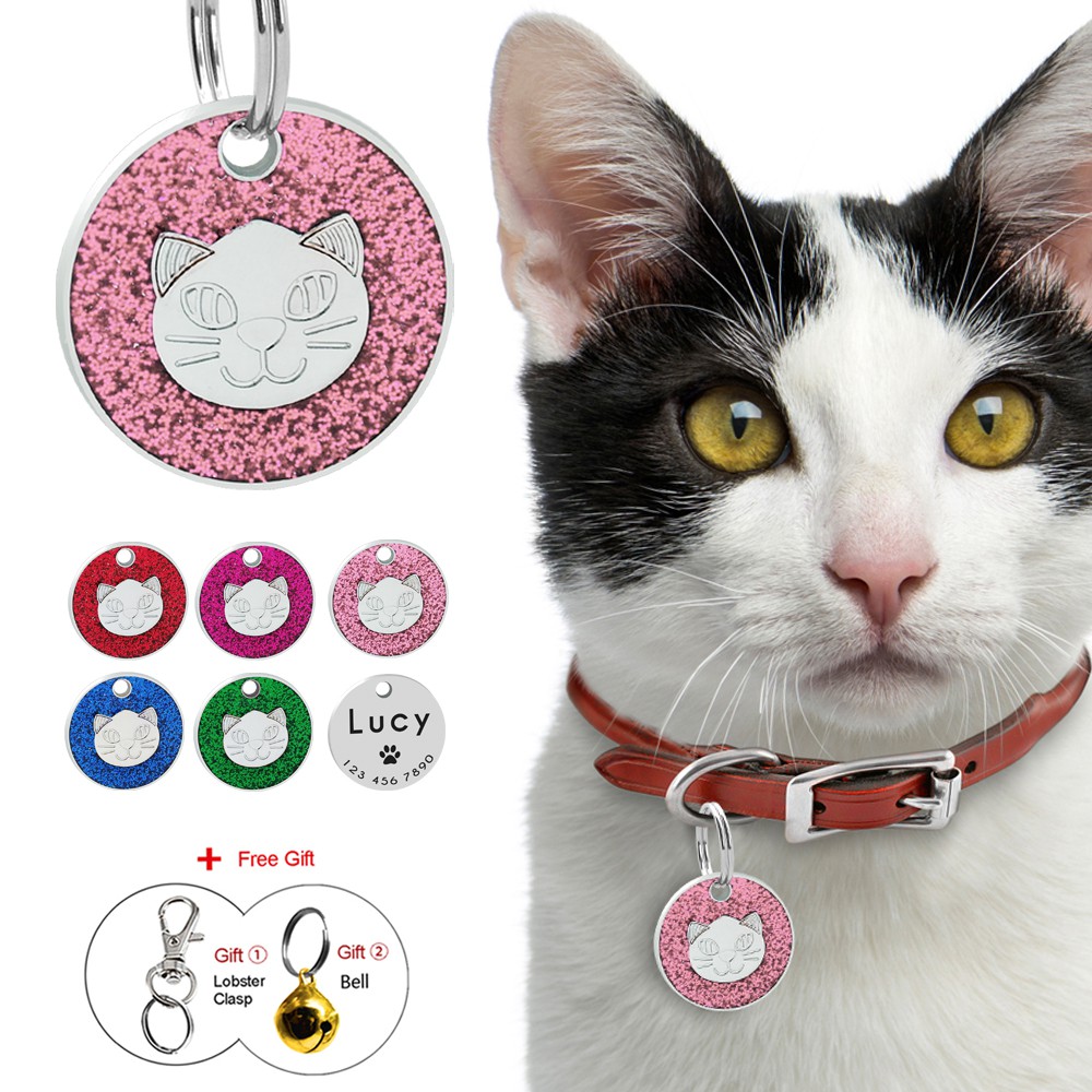 Engraved Cat ID Tags Personalised Puppy Kitten Cat Name Collar Tags ...