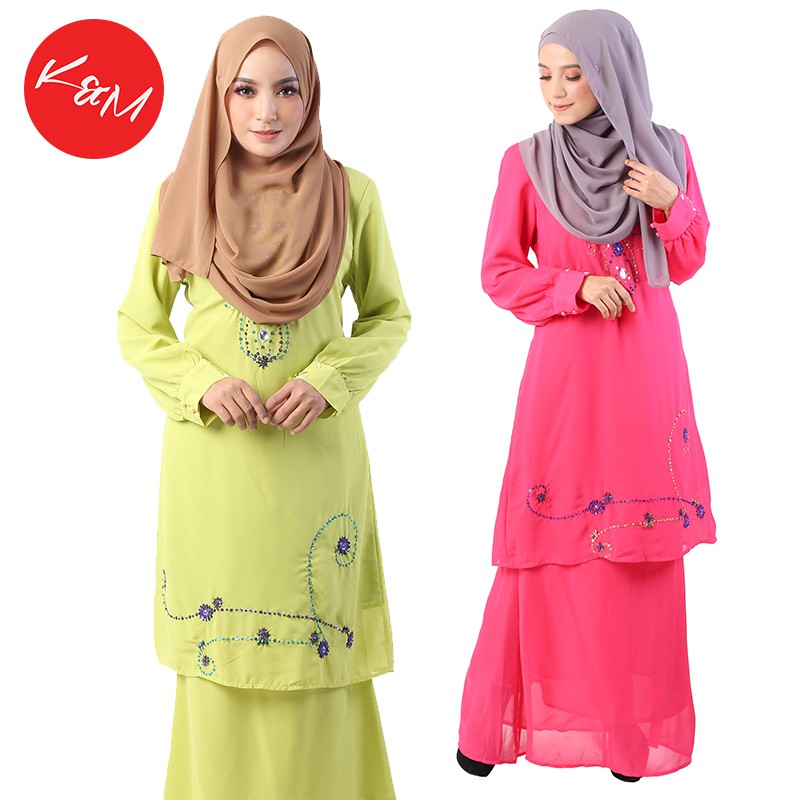 Chiffon Silk Baju  Kurung  Baju  Raya M9863 Shopee  Malaysia 