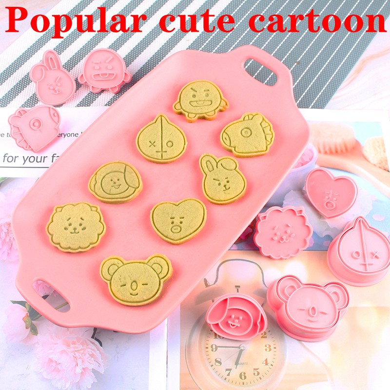 8Pcs/Set Chinese popular cartoon biscuit mold 3D pressing biscuit mold ...