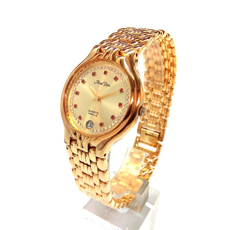 Aron Dino 506 Swiss Quartz 23k Gold Plated Sapphire Crystal Unisex Watch Gold Shopee Malaysia