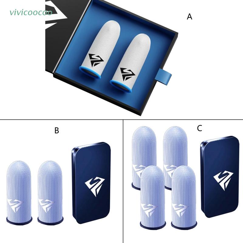 VIVI   Gaming Finger Sleeves for Mobile Gaming 0.25mm Glass Silver Fiber Seamless Thumb Fingertip Cover Anti-Sweat for PUBG/COD/LOL/ROS