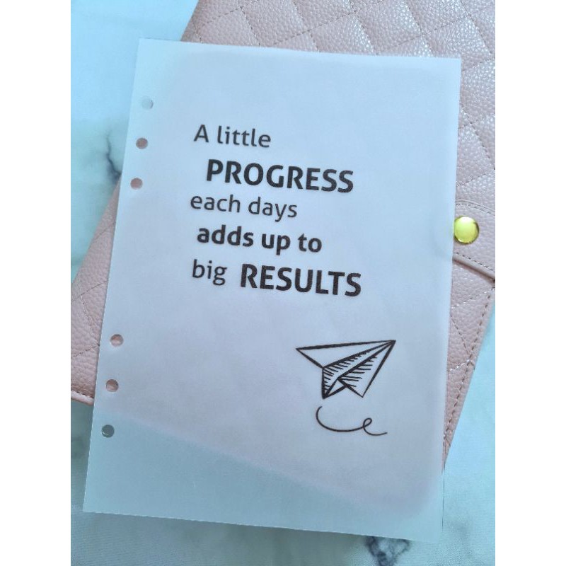 V5. A5 VELLUM DASHBOARD WITH PVC COVER SHEET (A LITTLE PROGRESS EACH