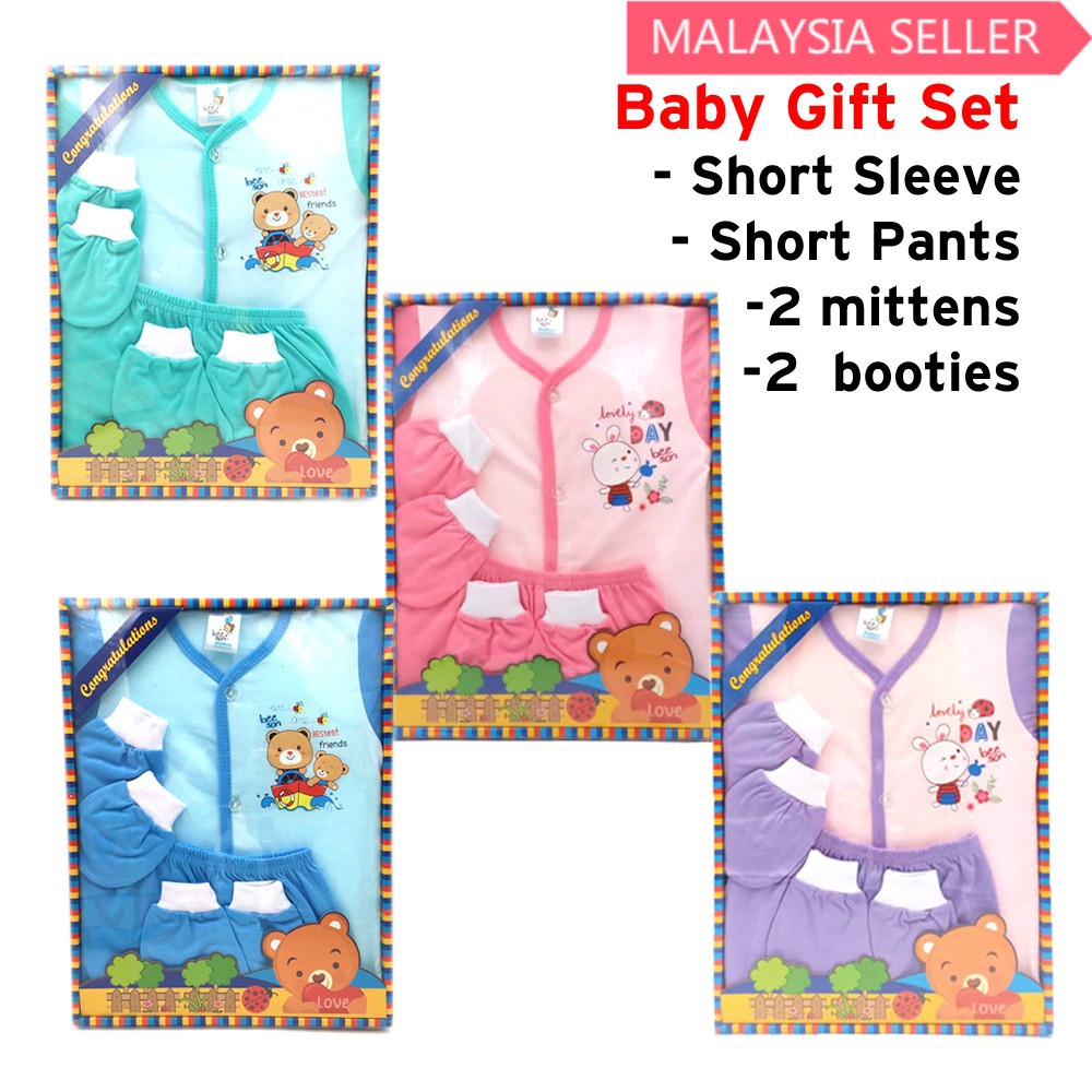 Set Hadiah Baju Baby Bayi Lengan Pendek Beeson Newborn Set Hadiah Baju Baby Bayi Lengan Pendek Beeson Newborn