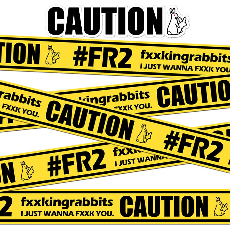 Fxxking Rabbits Fr2 Yellow Barricade Caution Tape Suitcase Stickers Shopee Malaysia