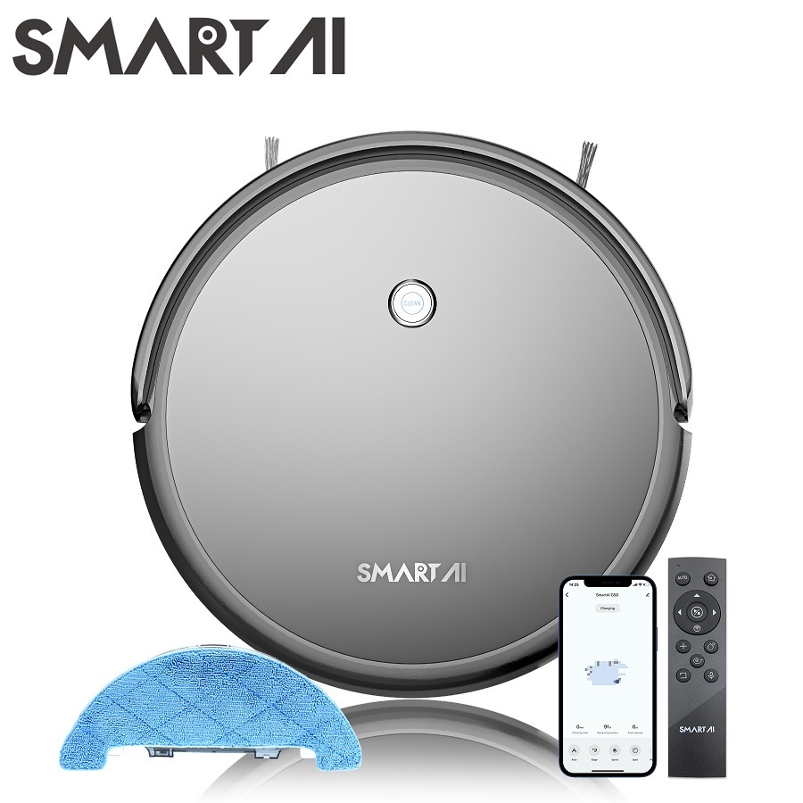 SmartAI G50 Robot Vacuum Cleaner With Mopping 2600Pa Apps Control Robotic Vacuum Cleaner (BLACK