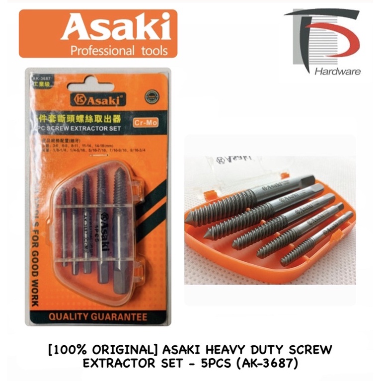 [100 ORIGINAL] ASAKI HEAVY DUTY SCREW EXTRACTOR SET 5PCS (AK3687