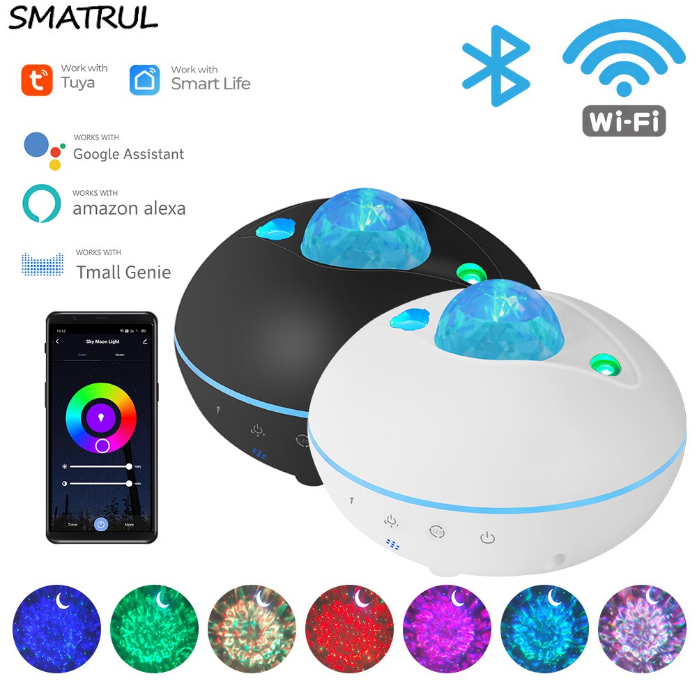 SMATRUL Tuya Smart Star Projector WiFi Laser Starry Sky Projector Waving Night Light Led Colorful APP Wireless Control Alexa Compatible