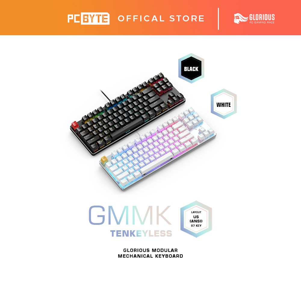 Glorious GMMK Tenkeyless RGB Modular Mechanical Keyboard - Gateron Brown (Black/White)